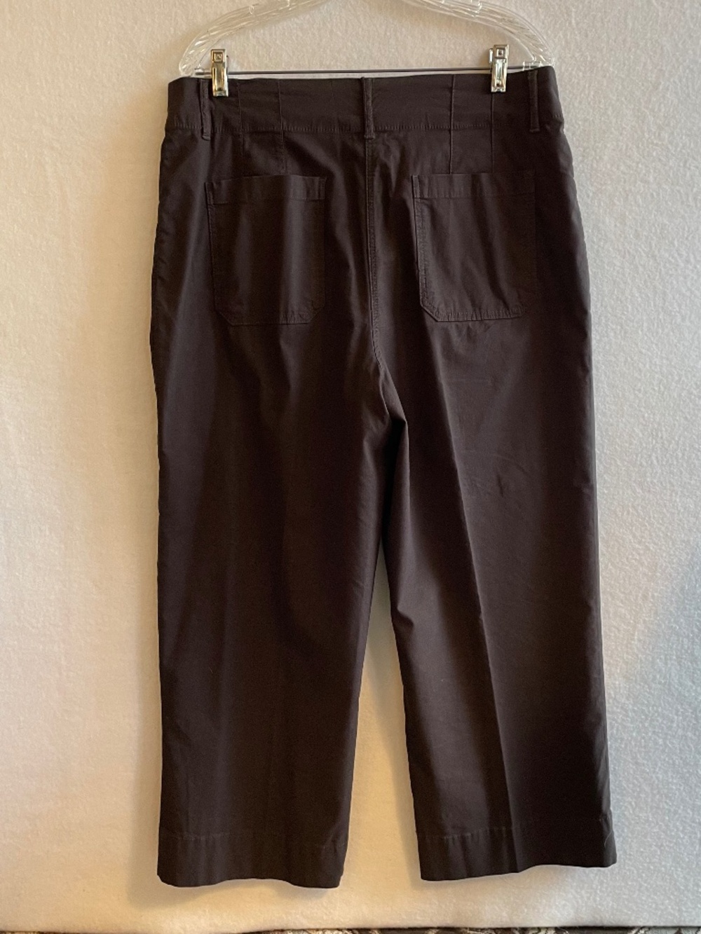 Nicole Miller High Waist Cropped Wide Leg Cotton/Linen Brown Pants, Size 12 - Picture 2 of 9